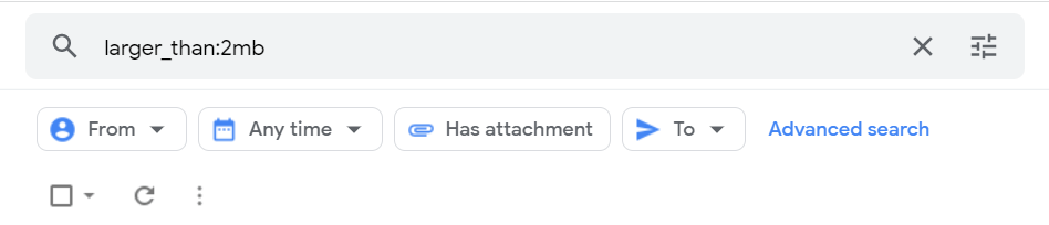 find emails that are larger than 2 mb in size