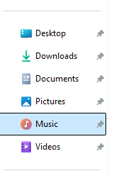 Music folder in File Explorer